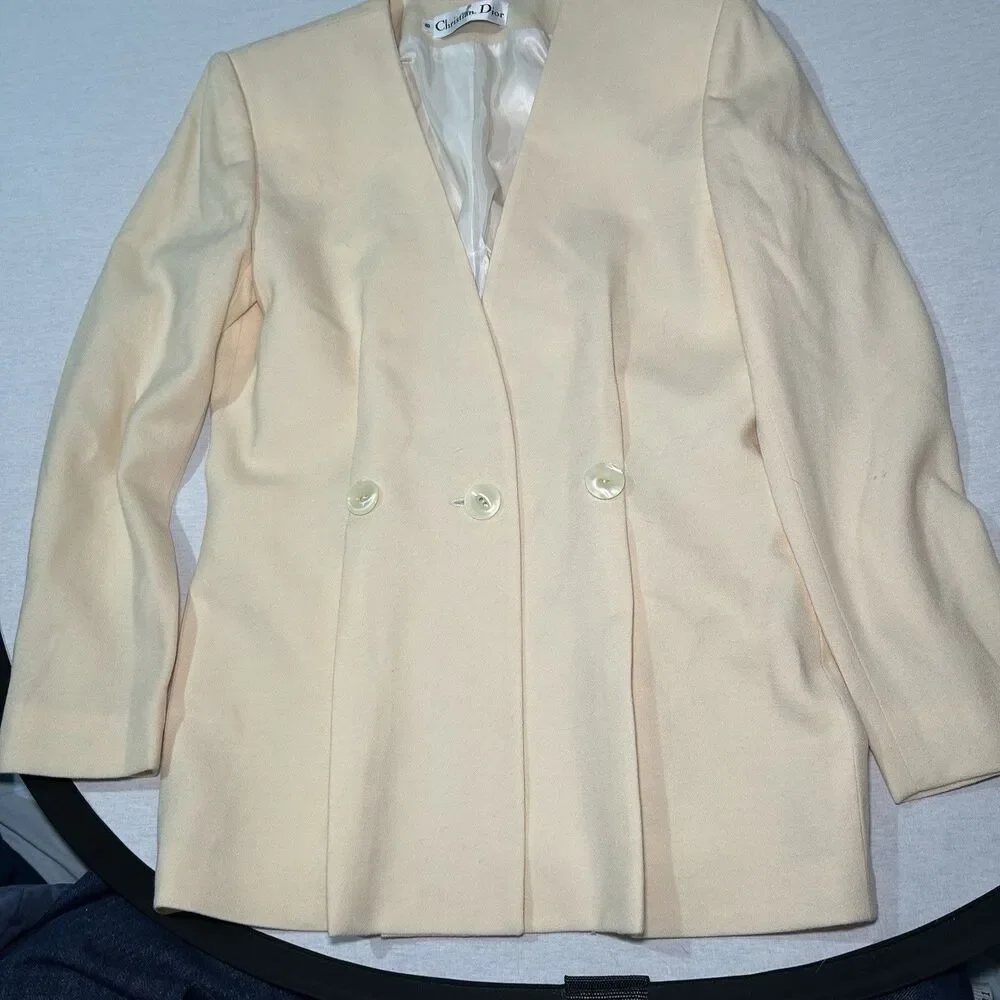 VTG Christian Dior jacket sz 8 in cream, double-breasted design